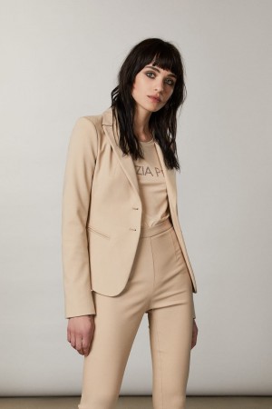 Patrizia Pepe 2-button Slim Jacket Beige | JZBRW2761