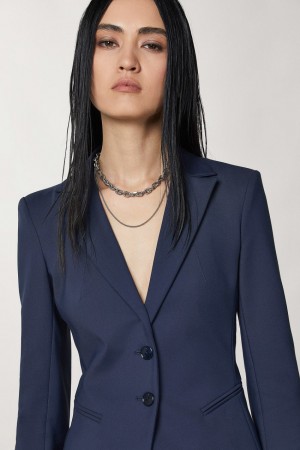 Patrizia Pepe 2-button Slim Jacket Bleu | XSJMF4196