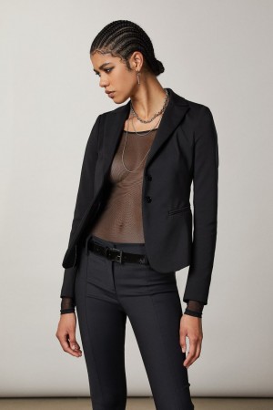Patrizia Pepe 2-button Slim Jacket Noir | QECSG6591