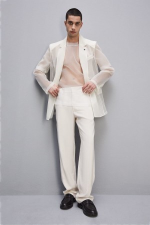 Patrizia Pepe Boxy Short Sleeve T-shirt With Raw Cut Hem Blanche | DZKWX4381