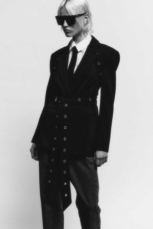 Patrizia Pepe Boyfriend-cut Crepe Blazer Noir | GOFVC1748