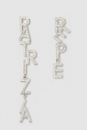 Patrizia Pepe Brass And Crystal Earrings Argent | WCEDF7682