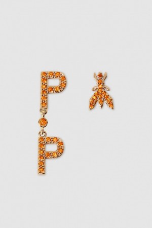 Patrizia Pepe Brass And Glass Earrings Orange | AXDPZ2038