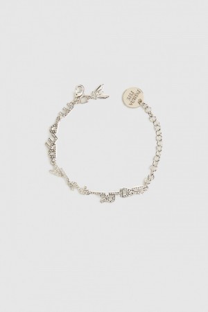 Patrizia Pepe Brass Bracelet With Rhinestones Argent | JSHXL3248