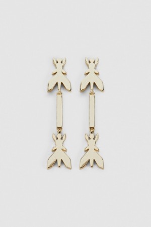 Patrizia Pepe Brass Drop Earrings Doré | XNFUA4097