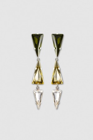 Patrizia Pepe Brass Earrings With Rhinestones Vert | NWIXT6512