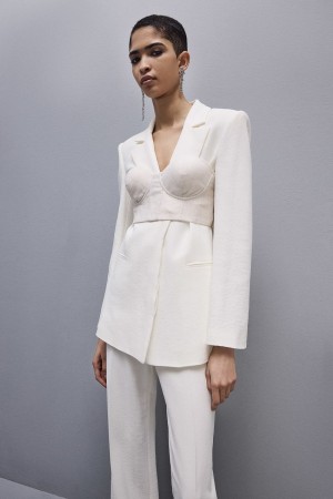 Patrizia Pepe Canvas And Lurex Bustier Blanche | YCGJO5072