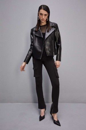 Patrizia Pepe Coated Fabric Jacket Noir | EMWYT7042
