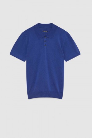 Patrizia Pepe Cotton Blend Polo Shirt Bleu Clair | MDNQU7854