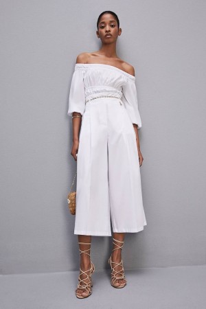 Patrizia Pepe Cropped Over Fit Pants Blanche | WMVZR7691