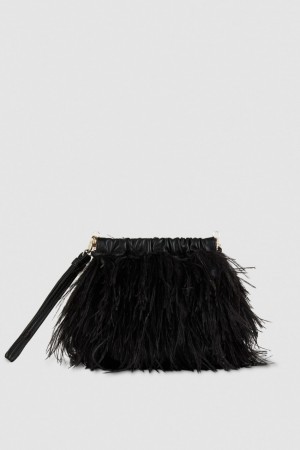 Patrizia Pepe Crossbody Bag With Feathers Noir | FDXTO0591