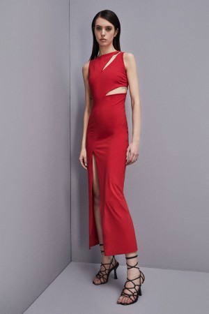 Patrizia Pepe Cut-out Jersey Dress Rouge | CIDNT9231