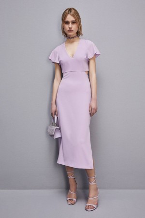 Patrizia Pepe Cut-out Midi Dress In Sablè Crepe Violette | DMPKZ3017