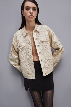 Patrizia Pepe Denim And Rhinestone Jacket Blanche | SWBDC4281