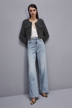 Patrizia Pepe Denim Pants With Rhinestones Bleu Clair | FMGKV1906