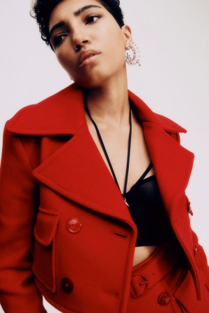 Patrizia Pepe Double Breasted Cropped Coat Rouge | EDIMU6572