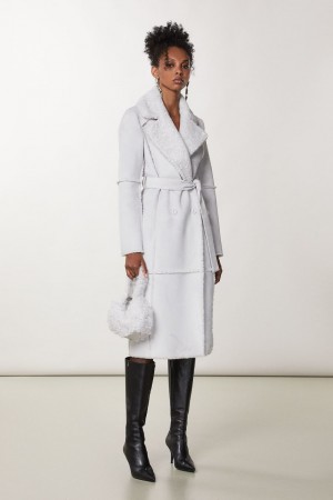Patrizia Pepe Double Breasted Double Face Coat Blanche | BDXRO7125