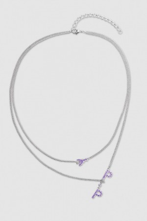 Patrizia Pepe Double Chain Brass Necklace Rose | XTWZK1290