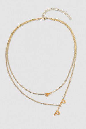 Patrizia Pepe Double Chain Brass Necklace Orange | SXHKM7859