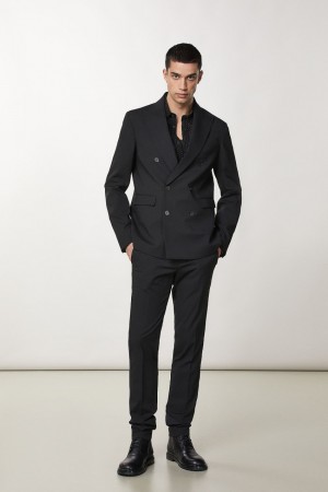 Patrizia Pepe Double-breasted Canvas Jacket Noir | ARLJQ3764