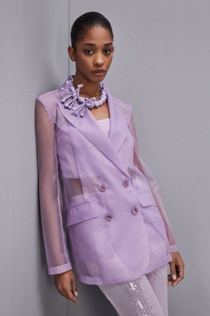 Patrizia Pepe Double-breasted Jacket With Regular Sleeves Violette | ILGMQ5960