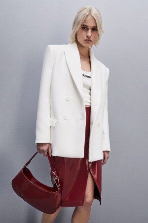 Patrizia Pepe Double-breasted Over Peacoat Blanche | KRQMD7416