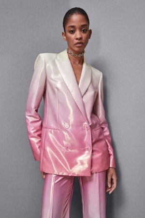Patrizia Pepe Double-breasted Satin Blazer Jacket Multicolore | MJPIZ1723