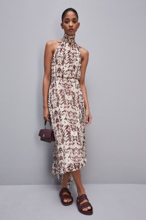 Patrizia Pepe Dress With Slit In Viscose Crepon Multicolore | YMKVW3560