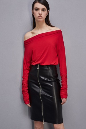 Patrizia Pepe Dropped Shoulder Jersey T-shirt Rouge | AJEWS5960