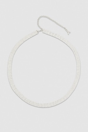 Patrizia Pepe Elegant Rhinestone Belt Argent | YWLEK3284