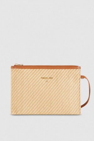 Patrizia Pepe Envelope Bag In Woven Fabric Marron | BJNMT6051