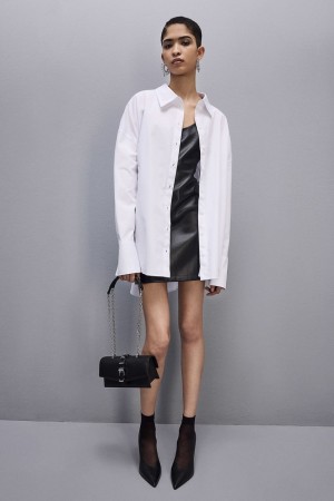 Patrizia Pepe Essential Cotton Over Shirt Blanche | OLGFN6015