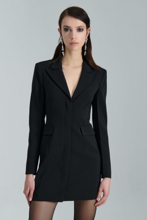Patrizia Pepe Essential Crepe Dress Jacket Noir | ROPXB1594