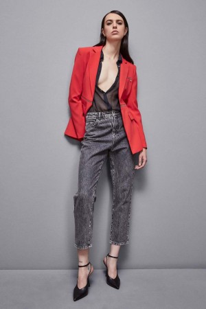 Patrizia Pepe Essential Crepe Jacket With Zipper Rouge | BZPEF9602