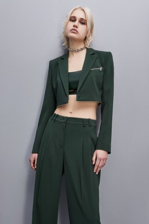Patrizia Pepe Essential Crepe Jacket With Zipper Vert | WMIDB1972