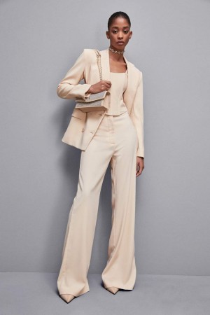 Patrizia Pepe Essential Crepe Palazzo-fit Pants Beige | GFTKZ2563