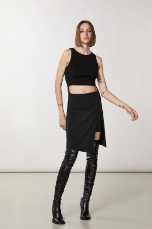 Patrizia Pepe Essential Crepe Pencil Skirt Noir | LQAGJ0651