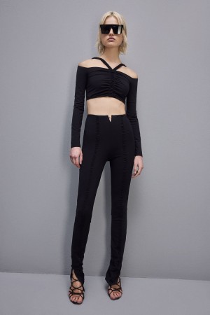 Patrizia Pepe Essential Cropped Sweater Noir | DJNQU3896