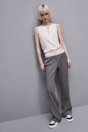 Patrizia Pepe Essential Crossover Top Blanche | HSWXC8234
