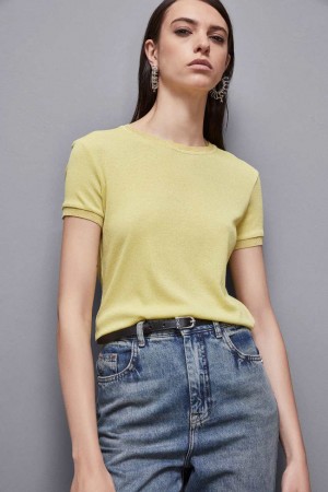 Patrizia Pepe Essential Short-sleeved Sweater Jaune | EPJOA4579