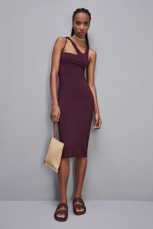 Patrizia Pepe Essential Stretch Jersey Sleeveless Dress Violette | OVANU9213