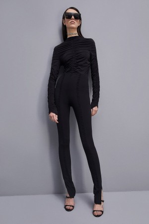 Patrizia Pepe Essential Technical Jersey Leggings Noir | RWJQO3240