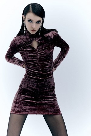 Patrizia Pepe Essential Velvet Dress Violette | PNKDX1289