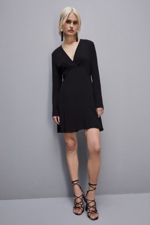 Patrizia Pepe Essential Viscose Crepe Dress Noir | FPART3924