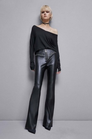 Patrizia Pepe Essential Viscose Long-sleeved Sweater Noir | KUYTG1237