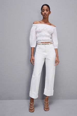 Patrizia Pepe Essential White Bull Denim Pants Blanche | OIXZS5981