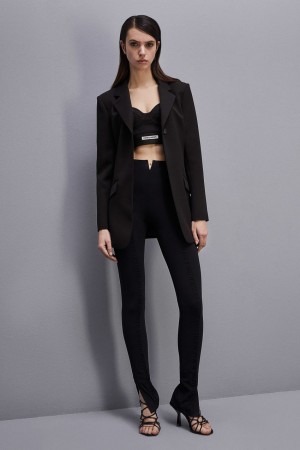 Patrizia Pepe Feminine One-button Jacket Noir | FMNZY9873