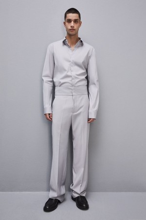 Patrizia Pepe Fitted Shirt Without Pleats In Viscose Twill Grise | VAEHY3591