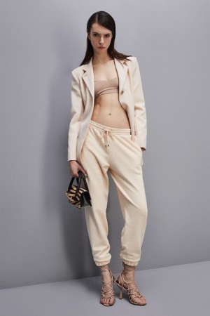 Patrizia Pepe Fleece Jogger Pants Beige | OCWAK3857