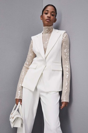 Patrizia Pepe Fluid Twill Sleeveless Vest Blanche | DNIVR8296